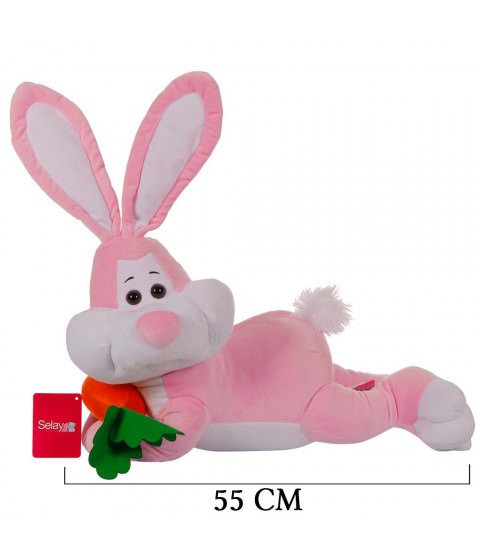 Yatan Tavşan 55 cm Pembe